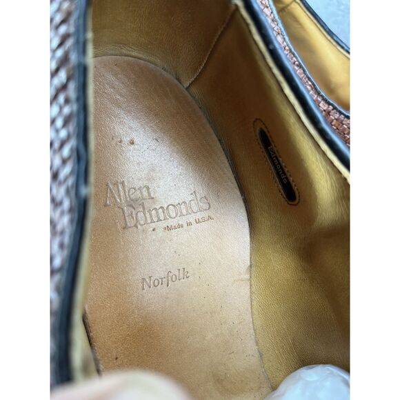 Allen Edmonds Norfolk Woven Brown Leather Oxfords Dress Shoes Men Sz 11.5D US/45 - Picture 12 of 16